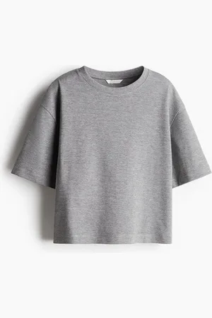 H&M Kastiges T-Shirt aus Interlock-Jersey - Grau