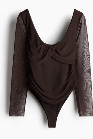 H&M Drapierter Meshbody - Rot