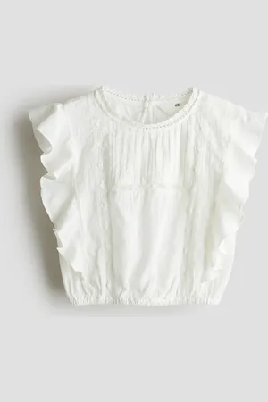 H&M Baumwollbluse mit Volants - Weiß