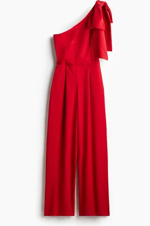 H&M One-Shoulder-Jumpsuit - Rot
