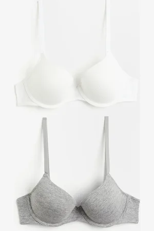 H&M 2er-Pack Gepolsterte T-Shirt-BHs aus Baumwolle - Grau