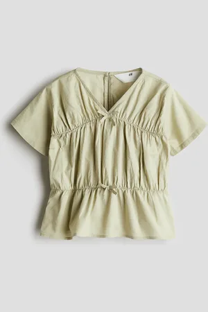 H&M Peplumbluse aus Baumwolle - Grün