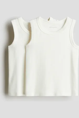 H&M 2er-Pack Tanktops aus Pima-Baumwolle - Weiß