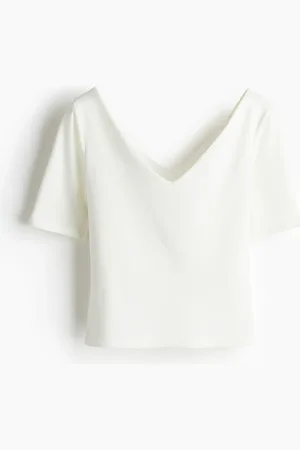 H&M Shirt mit V-Ausschnitt - Weiß