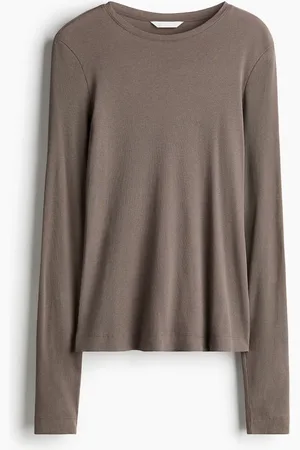 H&M Geripptes Baumwollshirt - Beige