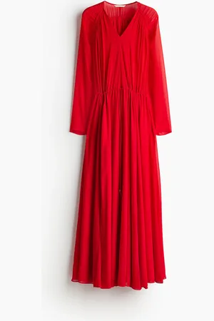 H&M Langes Chiffonkleid - Rot