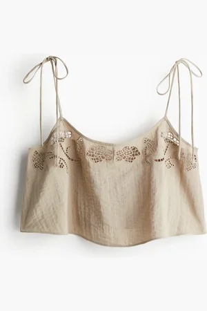 H&M Strandtop mit Broderie Anglaise - Beige