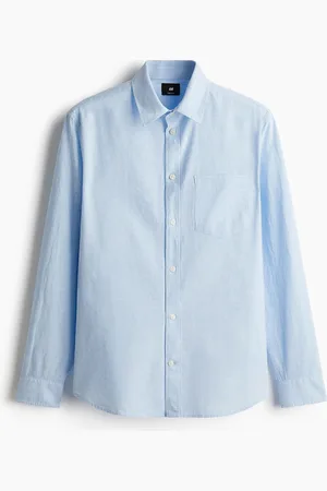 H&M Hemd aus Leinenmix in Regular Fit - Blau