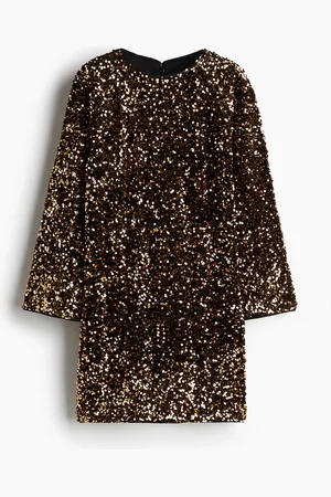 H&M Paillettenkleid in A-Linie - Beige
