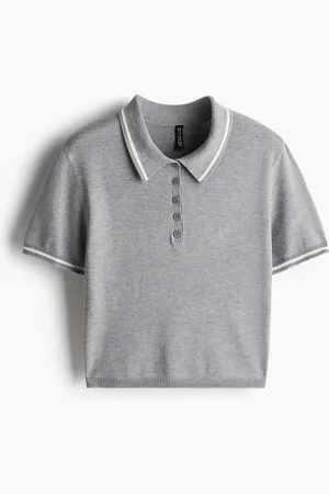 H&M Poloshirt aus Feinstrick - Grau