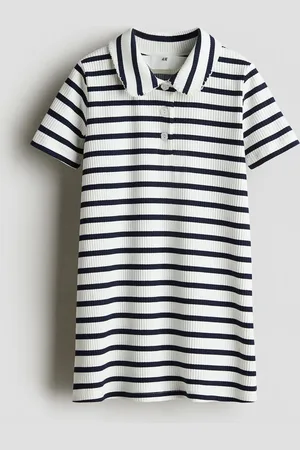 H&M Geripptes Jerseykleid - Weiß