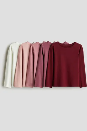 H&M 5er-Pack Jerseyshirts - Rot