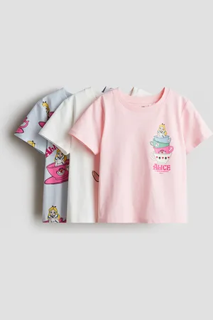 H&M 3er-Pack Shirts mit Druck - Pink