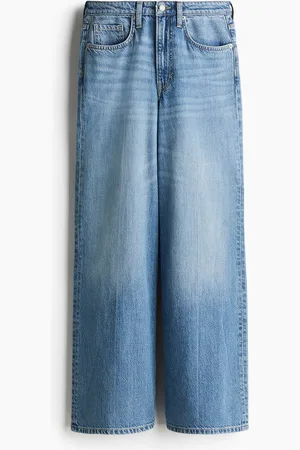 H&M Feather Soft Super Wide Ultra High Jeans - Blau