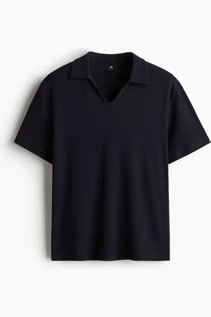 H&M T-Shirt mit Kragen in Regular Fit - Blau
