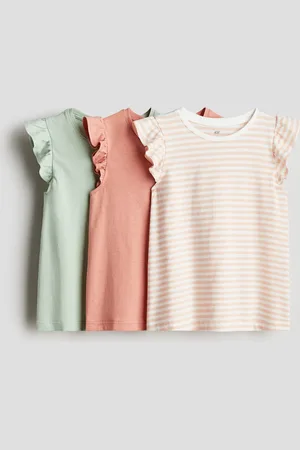 H&M 3-Pack Shirts mit Flügelärmeln - Grün