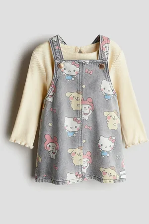 H&M 2-teiliges Set mit Latzkleid und Shirt - Gelb