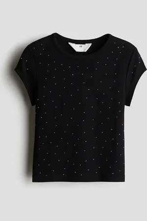 H&M Verziertes Baumwollshirt - Schwarz
