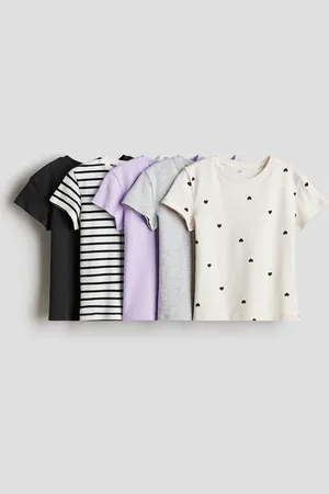 H&M 5er-Pack Baumwoll-T-Shirts - Lila
