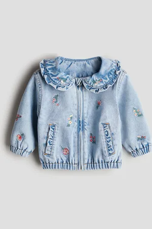 H&M Jeansjacke mit Stickereien - Blau