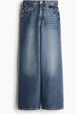 H&M Feather Soft Super Wide Ultra High Jeans - Blau