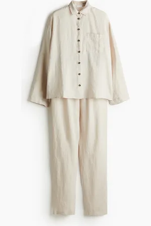 H&M Pyjama aus gewaschenem Leinen - Beige