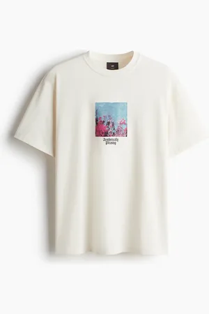 H&M Bedrucktes T-Shirt in Loose Fit - Weiß