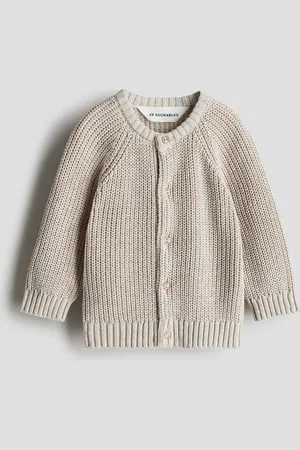 H&M Baumwollcardigan in Patentstrick - Braun