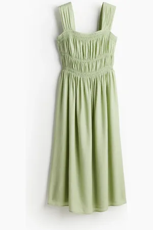 H&M Gesmoktes Kleid - Grün
