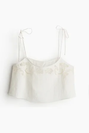 H&M Strandtop mit Broderie Anglaise - Weiß