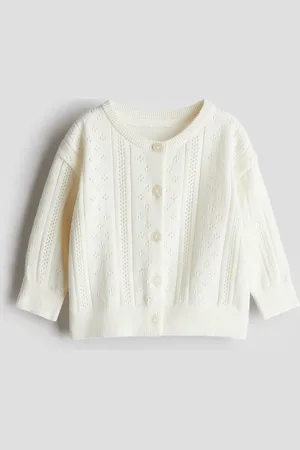 H&M Baumwollcardigan in Musterstrick - Weiß