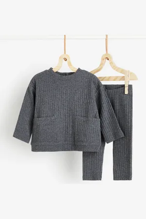 H&M 2-teiliges Set in Rippjersey - Grau