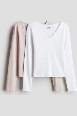 H&M 2er-Pack Gerippte Langarmshirts - Pink