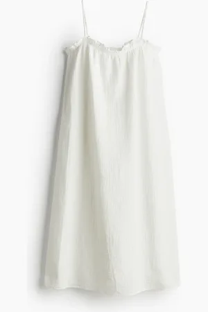 H&M Baumwollkleid mit Volants - Weiß