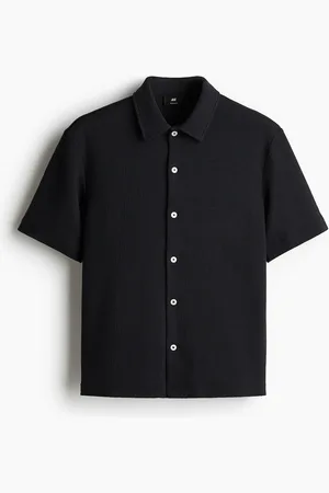 H&M Kurzarmhemd aus Jersey in Regular Fit - Blau