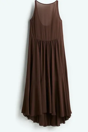 H&M Langes Chiffonkleid - Braun