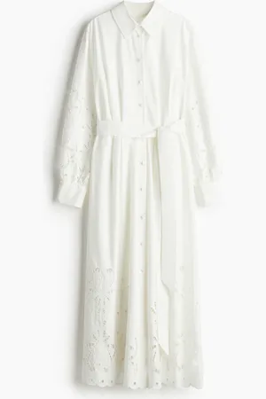 H&M Blusenkleid mit Broderie Anglaise - Weiß