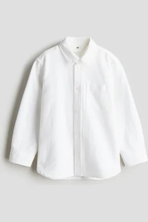 H&M Baumwollhemd mit Button-down-Kragen - Weiß