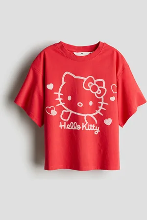 H&M Baumwoll-T-Shirt mit Print - Rot
