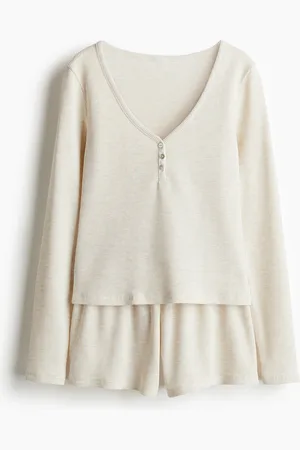 H&M Pyjama mit Waffelstruktur - Weiß