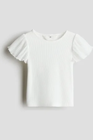 H&M Shirt mit Chiffonärmeln - Weiß