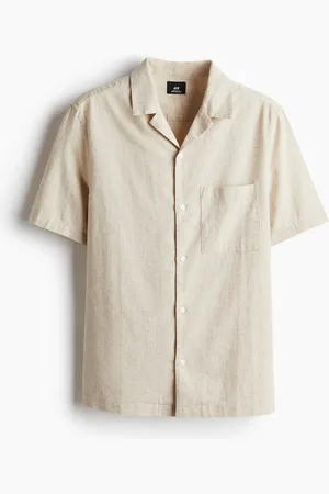 H&M Kurzarmhemd aus Leinenmix in Regular Fit - Weiß