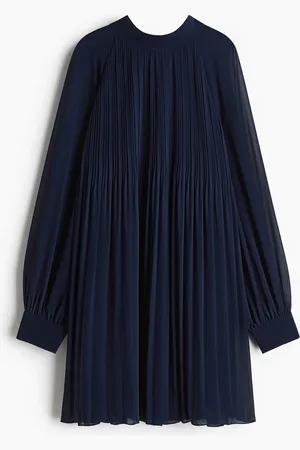 H&M Plissiertes Chiffonkleid - Blau