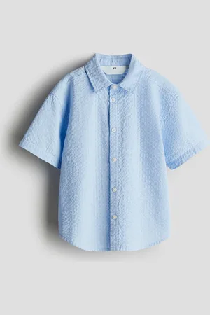 H&M Hemd aus Baumwoll-Seersucker - Blau