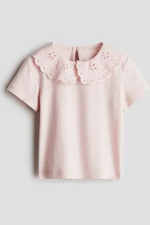H&M Shirt mit Broderie Anglaise am Kragen - Pink