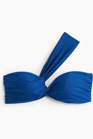 H&M Wattiertes Bandeau-Bikinitop - Blau