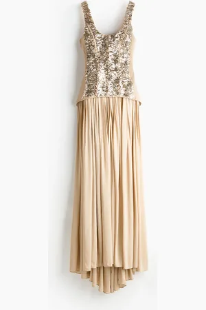 H&M Korsagenkleid mit Pailletten - Beige