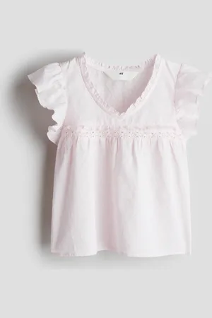 H&M Baumwollbluse mit Volants - Pink