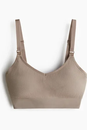 H&M MAMA Seamless Sport-BH mit Stillfunktion - Braun