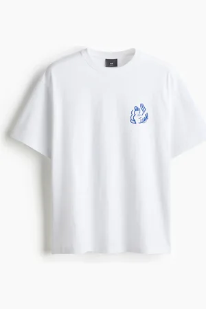 H&M Bedrucktes T-Shirt in Loose Fit - Weiß